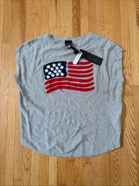 Aaeda Gray Muscletee Sleeveless Sweater with Flag Motif